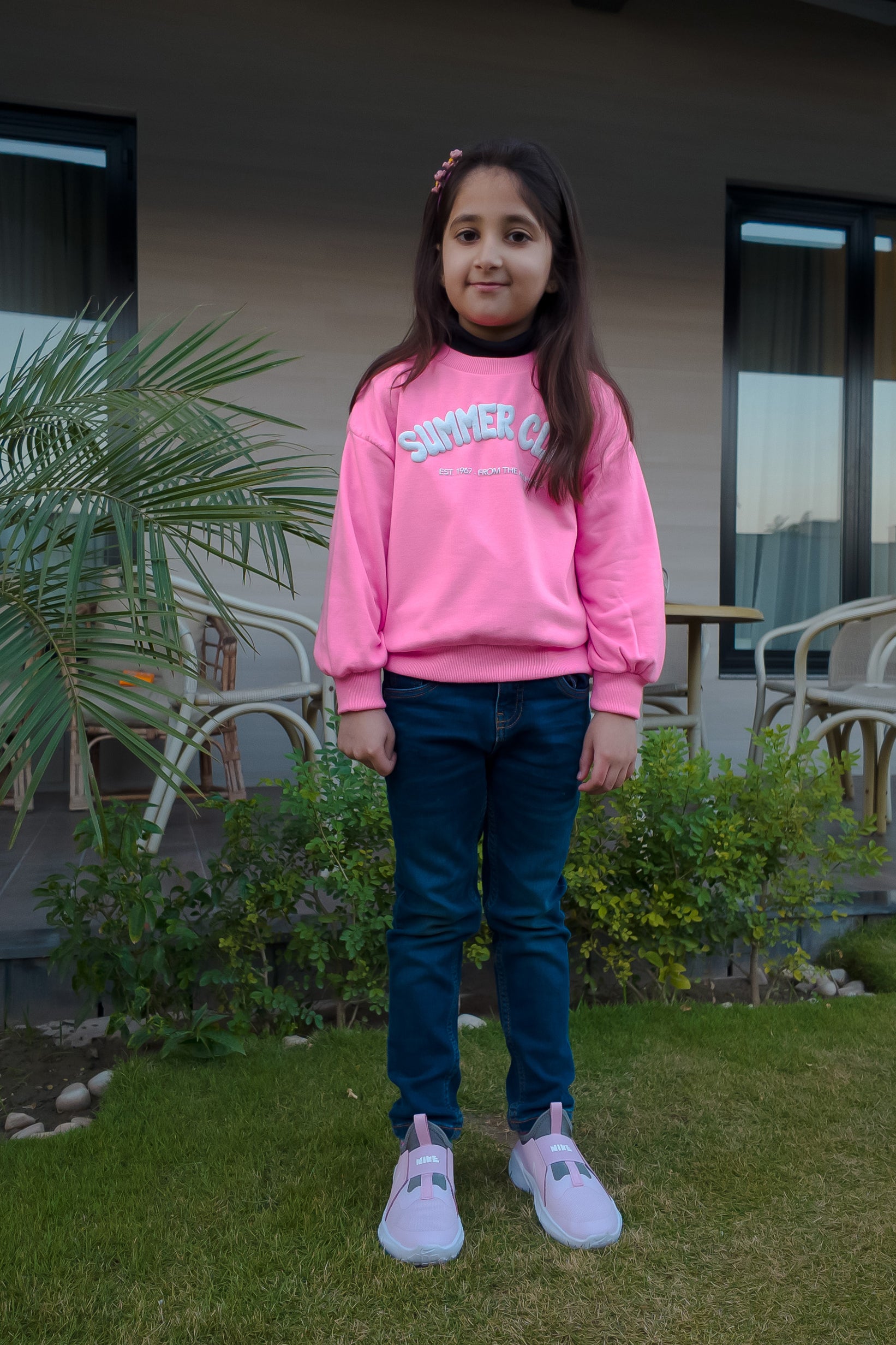 Trendy Girls’ Drop Shoulder Sweatshirt – "Summer Club" | Soft & Stylish | Ages 2-14